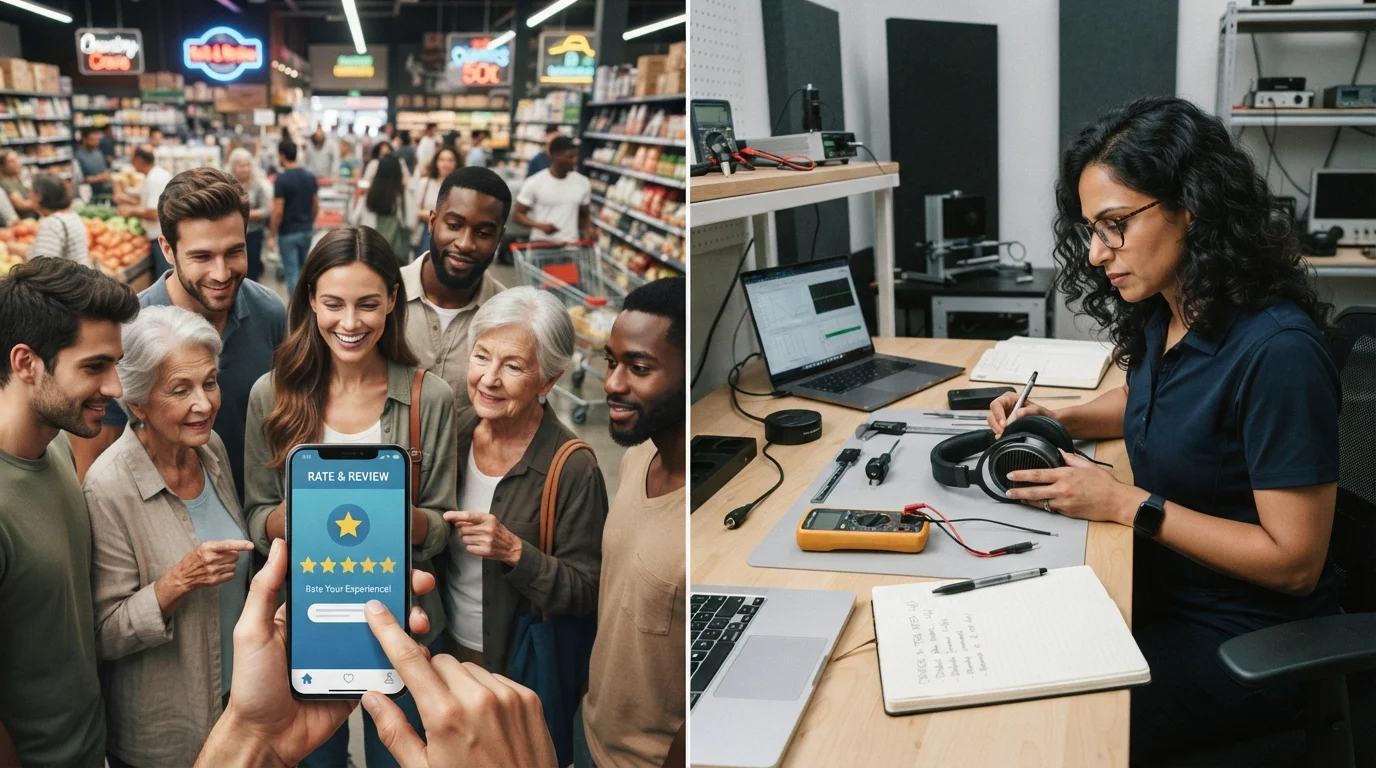 Crowd-Sourced vs. Expert Reviews: Strengths and Blind Spots of Each